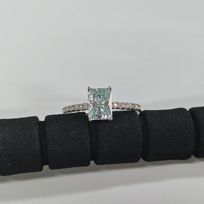 Stylish Radiant Cut Moissanite Ring in 925 Silver